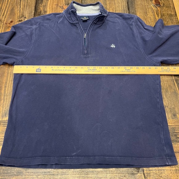 Brooks Brothers Mens Navy Blue Quarter Zip Pullover Sweatshirt XL 100% Cotton - Picture 5 of 6